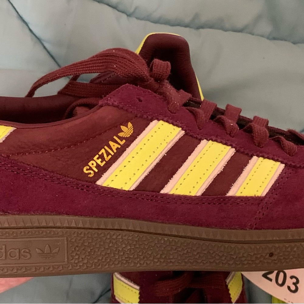 Adidas Maroon and Neon Yellow Spezial sneakers NWT - Picture 2 of 6